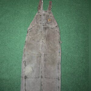 Vtg Carhartt R27CHT 36x30 Bib Overalls Double Knee USA MADE Chestnut Brown 90s